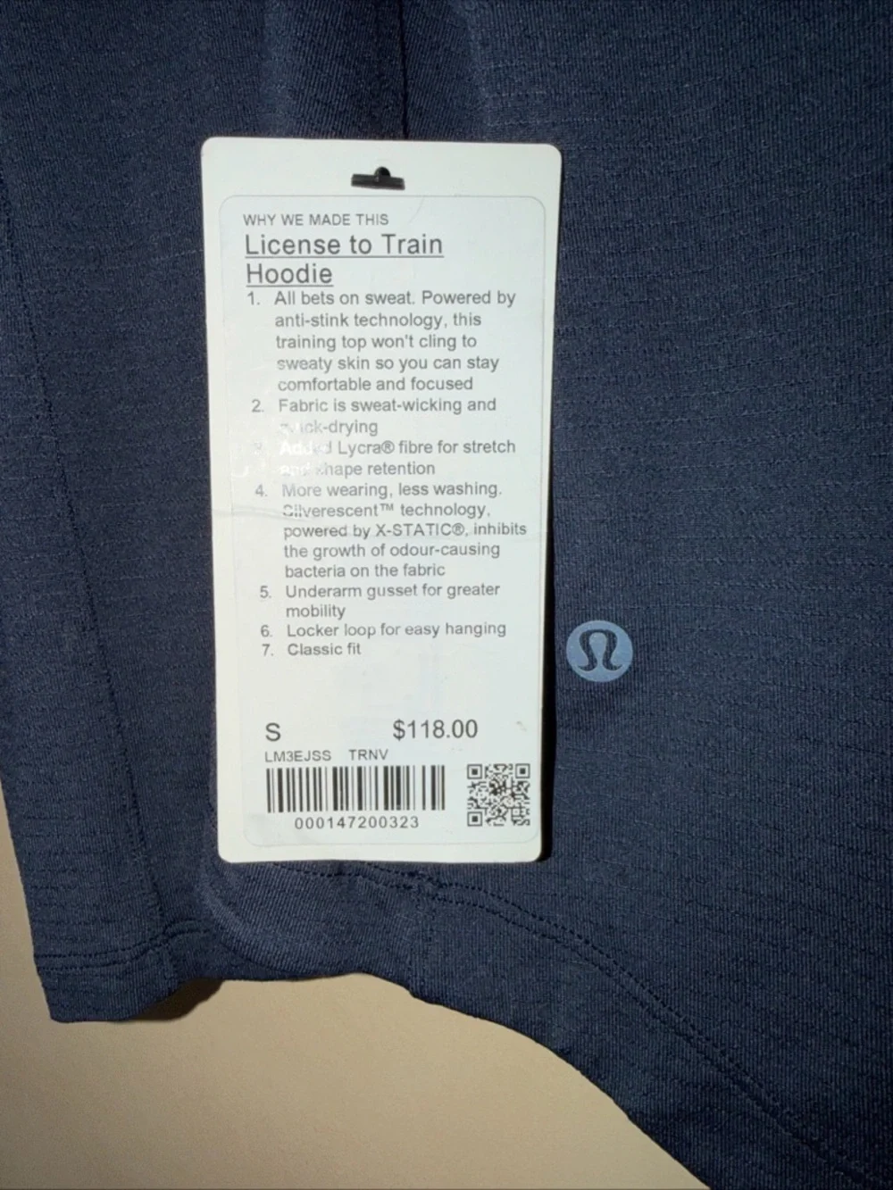 Lululemon License to Train Hoodie Men's Small Blue Stretch Performance Gym $118 - Picture 7 of 7